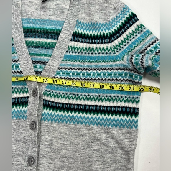 Talbots women sweater v neck Large Petite buttons long sleeves gray blue - Picture 3 of 5